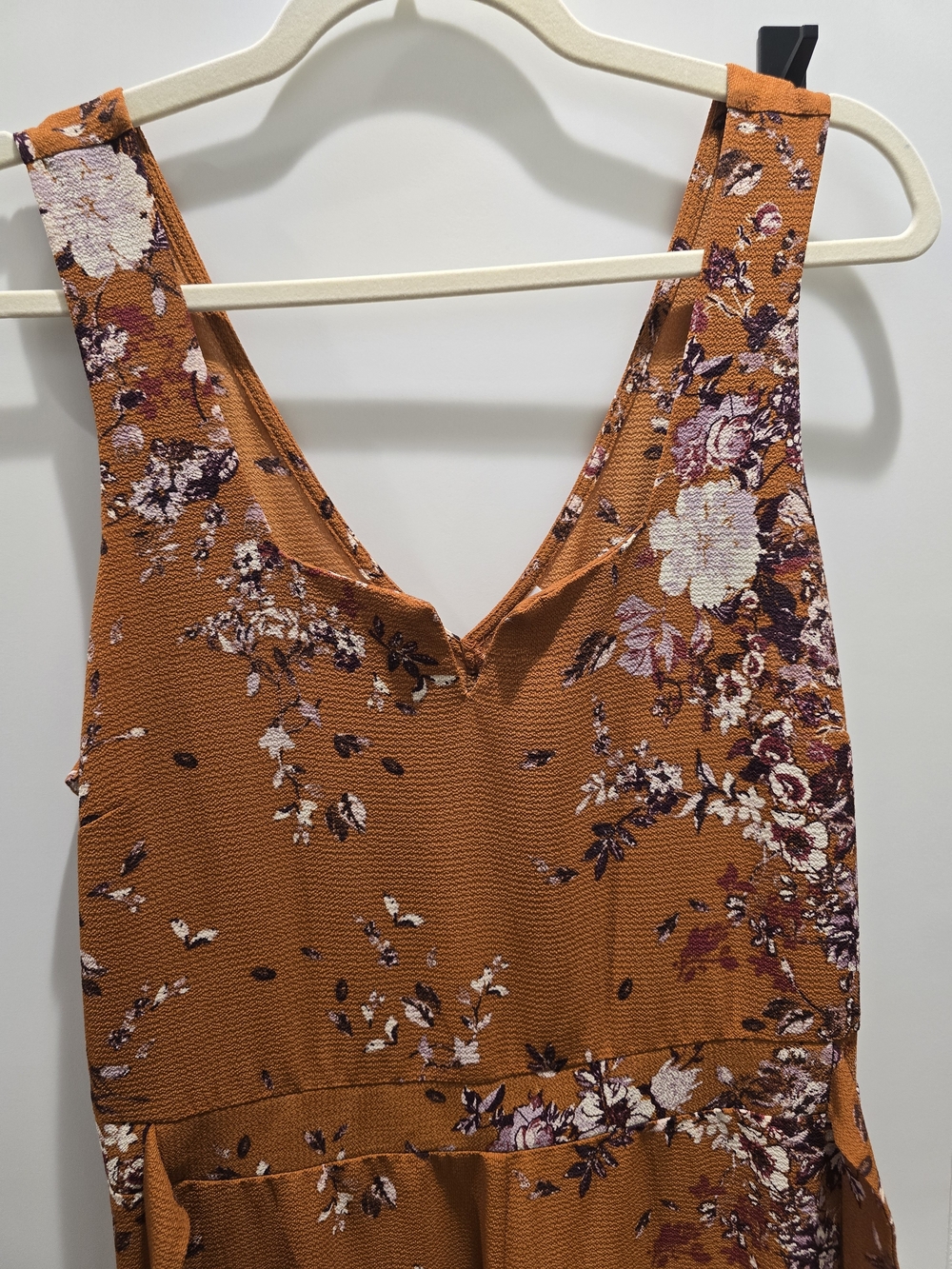 Xhilaration Rust Floral Sleeveless Jumpsuit